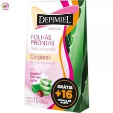 Folhas Depilatórias Corporal com Aloe Vera e Vitamina E + 16 folhas Facial - Depimiel
