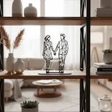 Enfeite Casal Geométrico Decorativo Em Mdf – Escultura Moderna para Sala ou Quarto Presente Romântico Casal