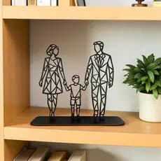 Decoração Família em MDF Preto Fosco - Estilo Moderno 18 Cm