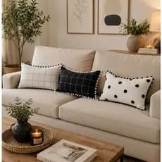 3 Almofadas Retangulares Cheias Estilo Minimalista Grid Poá com Enchimentos – Conforto e Estilo