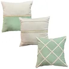 Kit com 3 Capas de Almofada Decorativa em Linho Misto Cru com Ziper Invisível