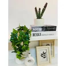 Kit 2 Vasos Branco Decorativo Suculenta e Pendente - Casa Escritório Vasinhos Decoração