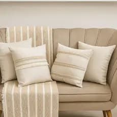 4 Capas de Almofada Boho Chic Cru Natural Com Detalhes