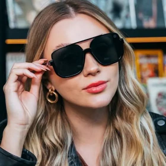 Óculos Modelo Piloto Aviador de Sol Feminino Estiloso Preto em Acetato UV 400 Marca Seven Original
