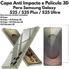 Capa Capinha Case e Película Cerâmica para Samsug Galaxy S25 / S25 Plus / S25 Ultra / S25 Edge
