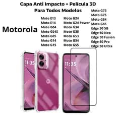 Capa Capinha + Película 3D para Motorola Moto Todos Modelos