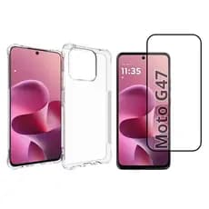 Capa Capinha Case e Película Vidro 3D para Motorola Moto G47