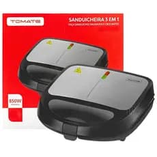 Sanduicheira 3 em 1 850W 220V Multiuso Sanduíche Waffle Donut Compacta Placas Antiaderentes