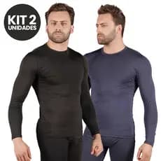 Kit 2 Camisa Térmica Masculina Manga Longa Lisa Básica Proteção Fitness Academia Adulto