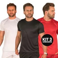 Kit 3Camisa Dry Fit Maculina Lisa Academia Básica Fitness Tecido Leve Adulto