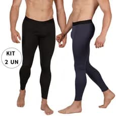 Kt 2 Calças Térmicas Masculinas Tecido Liso Duplo Conforto Academia Fitness Masculina
