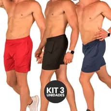 Kit 3 Bermudas Masculinas Dry Fit Academia Fitness Confortável CVL