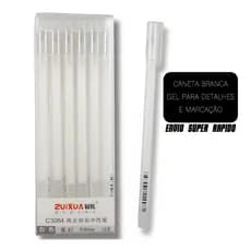 Caneta de Destaque Branca Gel Ideal Para Marcação Em Sobrancelhas Artes e Acabamentos em Pinturas