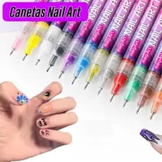 Canetas para Unhas 12 Cores Coloridas para Pintura Arte para Unhas Secagem Rápida e Fácil Manicure