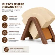 Suporte Para Filtro Café V60 Organizador Porta Filtros Solução Contra Filtros Amassados