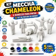 Kit Bonecos Meccha Chameleon Miniaturas Para Brincar Esconder Camuflar Cameleon Esconde Pintar