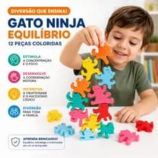 Brinquedo Jogo Equilíbrio Gato Ninja 12 Peças Coloridas Educativo Coordenação Motora Criatividade