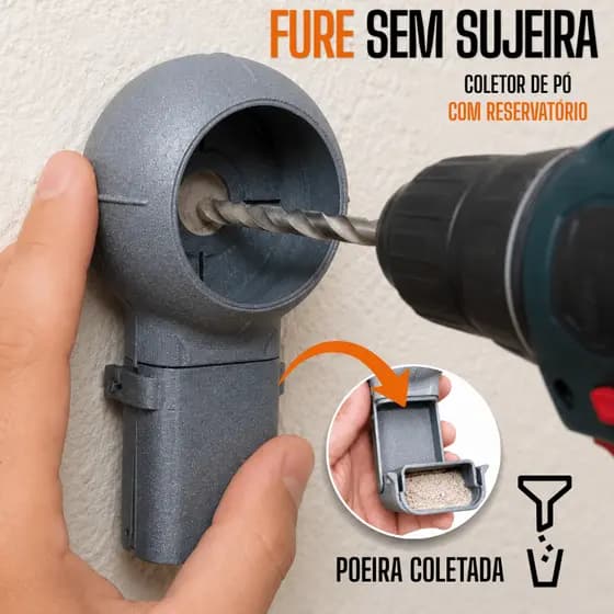 Coletor de Poeira Furadeira Martelete c/ Reservatório de Pó Furar Parede Sem Sujeira Parafusadeira