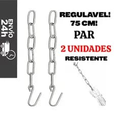 Par De Corrente Extensor Regulável 75 cm Aço Com Gancho Para Rede De Descanso
