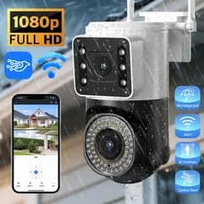 KIT 2 Camera Externa Ip a Prova D'água Wifi Dupla 2 Em 1 com Visao Noturna Infravermelho monitor-G1