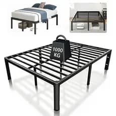 Estrado de Metal Super Reforçado para Cama Casal Suporta 400kg, Rápida Montagem com Ripas de Aço-O17