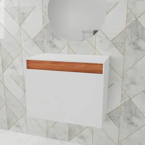 Gabinete Banheiro Suspenso MDP 67cm 2 Portas e Tampo Superior Armário Moderno com Prateleira Interna Ideal para Lavabo