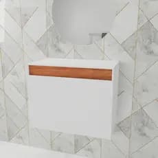 Gabinete Banheiro Suspenso MDP 67cm 2 Portas e Tampo Superior Armário Moderno com Prateleira Interna Ideal para Lavabo