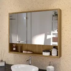 Espelheira Eros Para Banheiro com duas portas com Espelho, para Lavabo