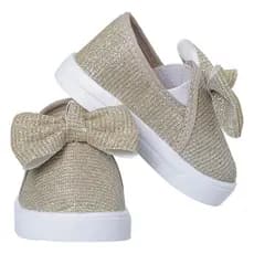 Tênis Feminino Slip On Glitter Kids Laço Brilho Menina Confortável Infantil