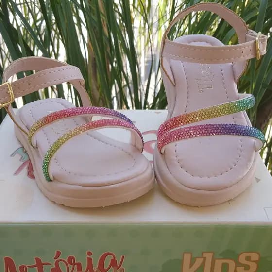 Sandalia Infantil Menina com Strass Feminina Casual Confortável Leve