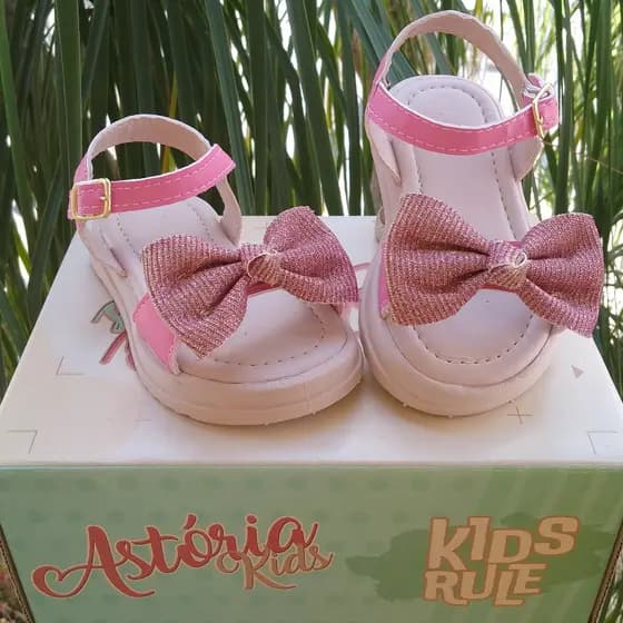 Sandalia Infantil Menina Com Laço Glitter Brilho Lançamento Confortável
