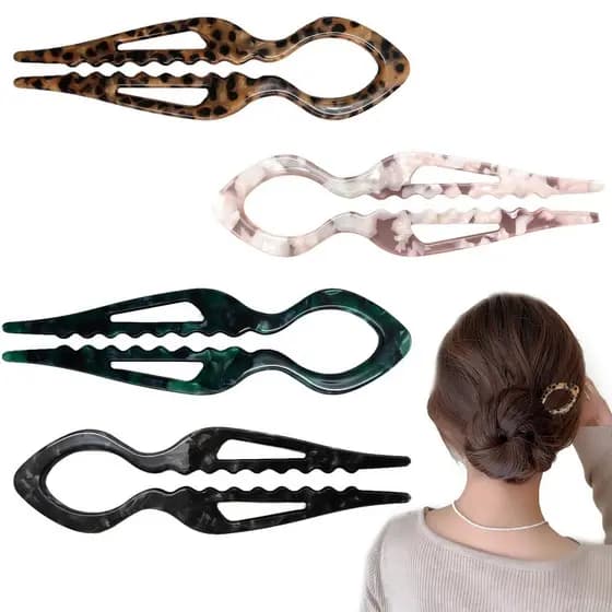 4 Peças De Grampo De Cabelo Francês Para Mulheres E Meninas , Mecanismo De Travamento De Entalhe Duplo , Grampos Anti-Af