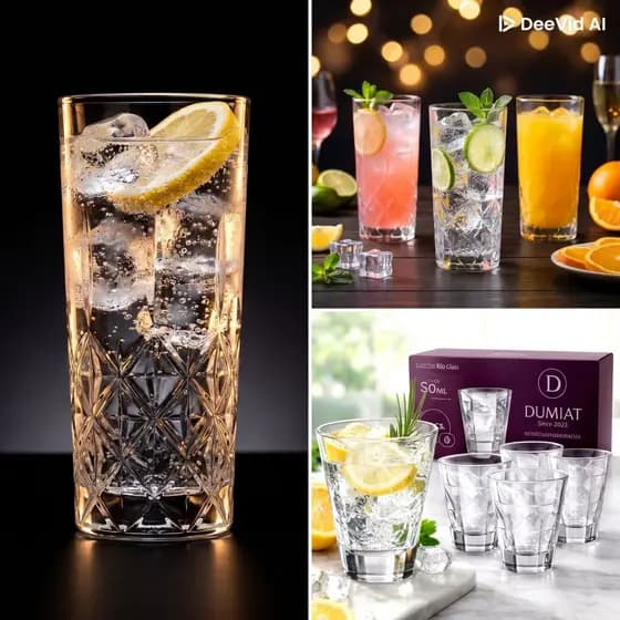 Jogo de Copos 6 copos Porto Fino Long 330 ml lapidados, long drink, gin, whisky, festa, cristal