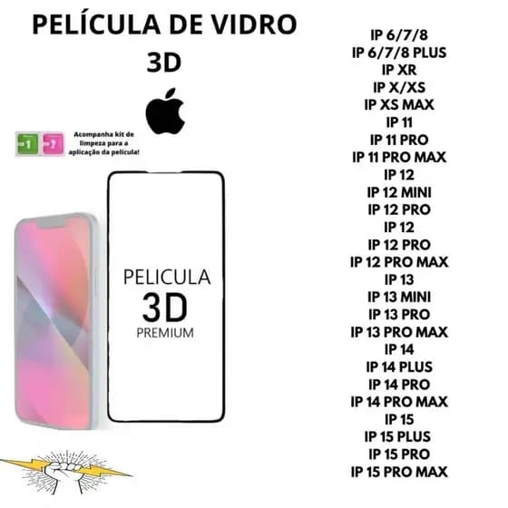 Película De Vidro 3D Temperado Para Iphone 7/8G 7/8 PLUS XS XR XS MAX 11 12 13 14 15 16 PRO MAX