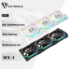 ICE Whale WX-3 Fio-Splicing PC Caso Ventilador De Refrigeração 3PIN ARGB Espelho Ciclo Efeito De Luz 800-1600RPM PWM Ref