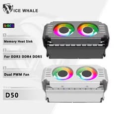 Gelo Baleia D50 RAM Dissipador De Calor Duplo 5020 Ventiladores ARGB Luz Síncrona Memória Cooler Módulo Radiador Refrige