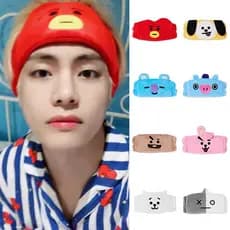 Ready STOCK Kpop BTS BT21 Maquiagem Para Lavagem Da Faixa De Cabelo Fita De Limpeza Cabeça
