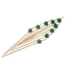 Kit 50 Espetinho Estrela Verde 12cm Festa Decoração Petisco