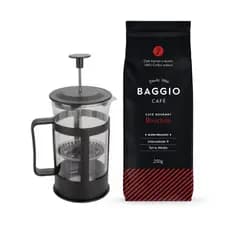 Kit Café Gourmet Moído em Pó Baggio Prensa Francesa 600ml