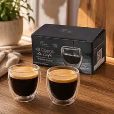Kit 2 Copos Café Cappuccino 100ml Vidro Borossilicato Duplo