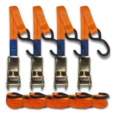 Kit 4 Catraca aço 800kg + Cinta Amarração 4,6m X 25mm Carga moto Jet Ski Barco sinta caminhão Cor Laranja