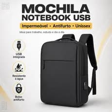 Mochila Executiva para Notebook com USB Externa - Moderna e Resistente