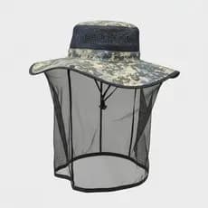 Chapéu Camuflado com Tela Mosquiteiro Anti Mosquito e Insetos Proteção Rosto Outdoor para Pesca Camping Trilha Aventura