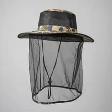 Chapéu Camuflado com Tela Mosquiteiro Anti Insetos Proteção Rosto Pesca Camping Trilha