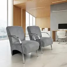 Poltrona blendbella Decorativa Consultório Braços em alumínio espuma D33 Estrutura em madeira Recepção escritório