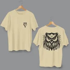 Camisa Owl Vision Streetwear Oversized T-shirt Básica Street Algodão Premium Preto Roxo Bege