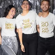 Camiseta Ano Novo Feliz 2026 Camisa Reveillon Happy New Year Feliz Ano Novo Família Branca Tshirt