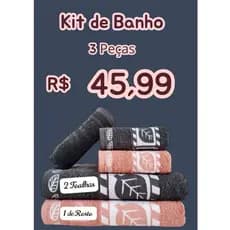 kit 2 Toalhas de Banho +1 Toalha de Rosto, 100% Algodão