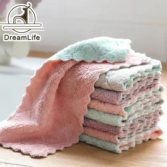 8 pcs Toalha De Prato Absorvente Forte Camada Dupla Em Microfibra/Pano/Acessórios De Cozinha