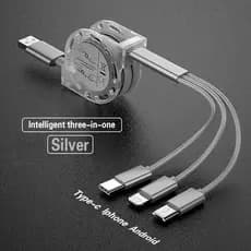 Cabo De Carga Micro USB 3 Em 1 Retrátil/Tipo c Universal